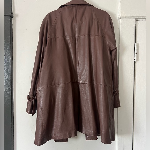 Vintage Brown Genuine Leather Utility Parka Size 12/ Large - Picture 8 of 8